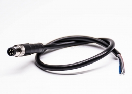 m8传感器连接线5芯B扣公头直式单边线焊接24AWG线长35厘米