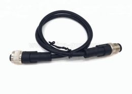 M12 电缆接头双头防水4芯黑色线缆 总线连接器