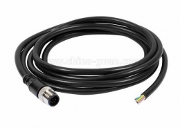 8芯M12接头A扣公头单边注塑成型线直式不带屏蔽2M AWG24