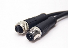 m12传感器电缆C扣5芯母头双边工业防水传感器不带屏蔽0.5M AWG22