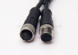 m12 6芯电缆插头180度注塑线缆A编码不带屏蔽1M AWG24
