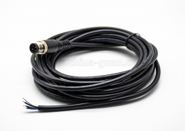 M12航空电缆A扣4芯公头直式不带屏蔽单边注塑线5米C