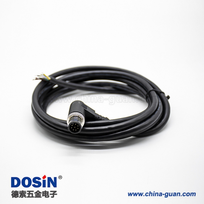 M12标准电缆A编码8芯母头弯式180度注塑线2米不带屏蔽