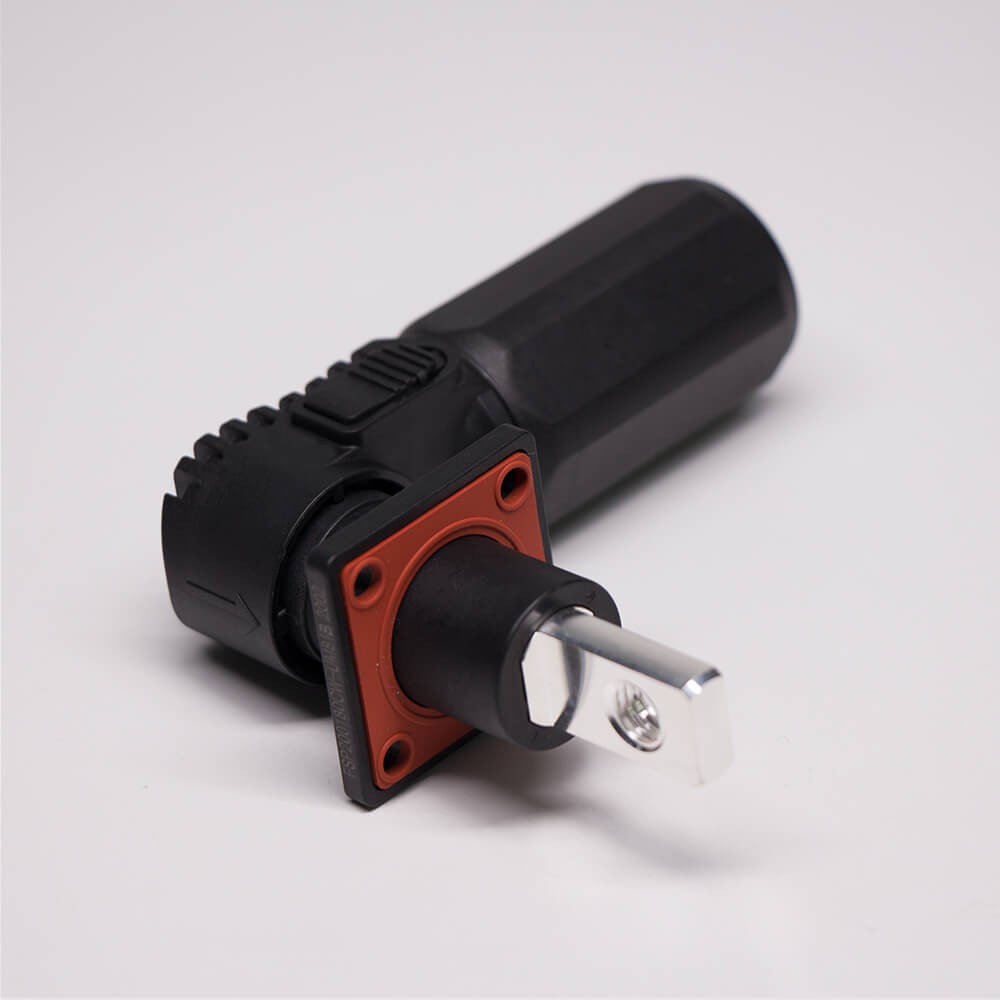 单芯防水连接器弯式插头对接插座12mm黑色大电流储能350A