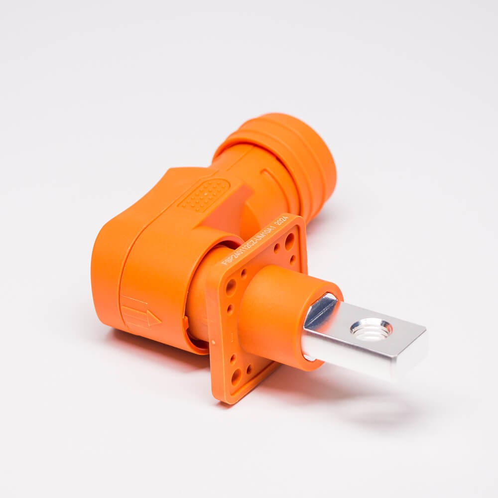 储能连接器IP54防水12mm橙色弯式插头插座350A铜牌连接