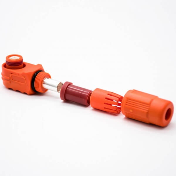 储能电池连接器8mm橙色弯式插头插座IP65 150A大电流防水连接器