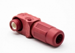 储能高压连接器弯式插头和插座12mm红色IP65 300A大电流连接器