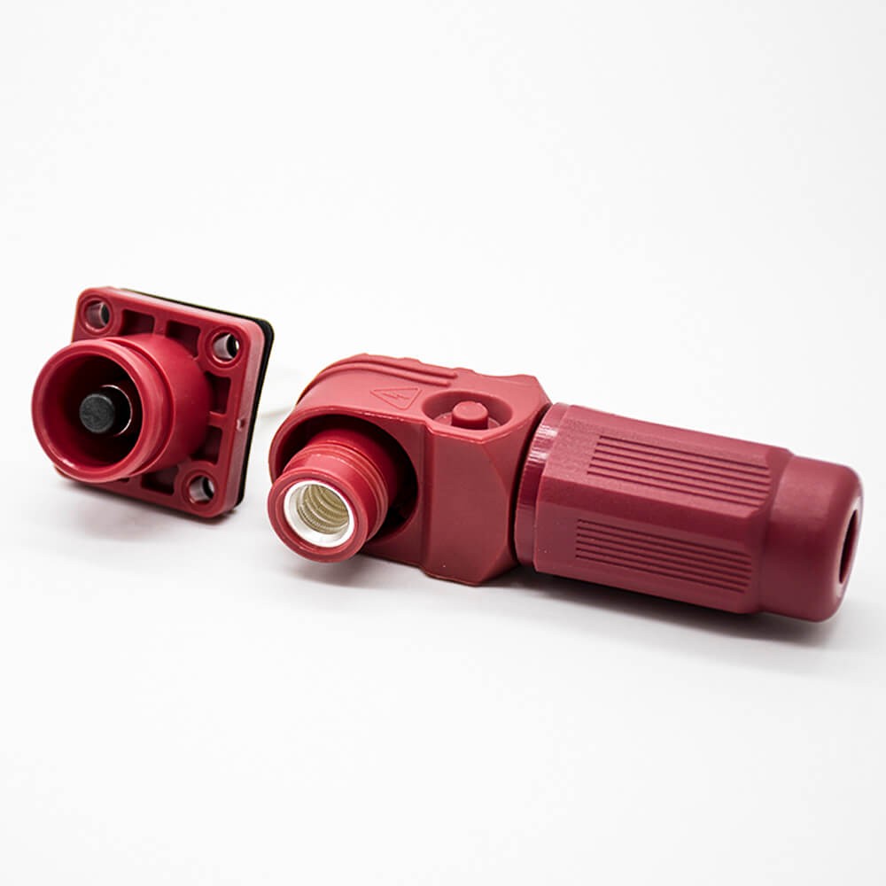 电池储能连接器12mm红色插头和插座弯式250A带孔铜牌防水IP65