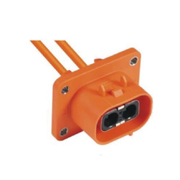 高压大电流连接器2芯插座50A塑料橙色外壳座子