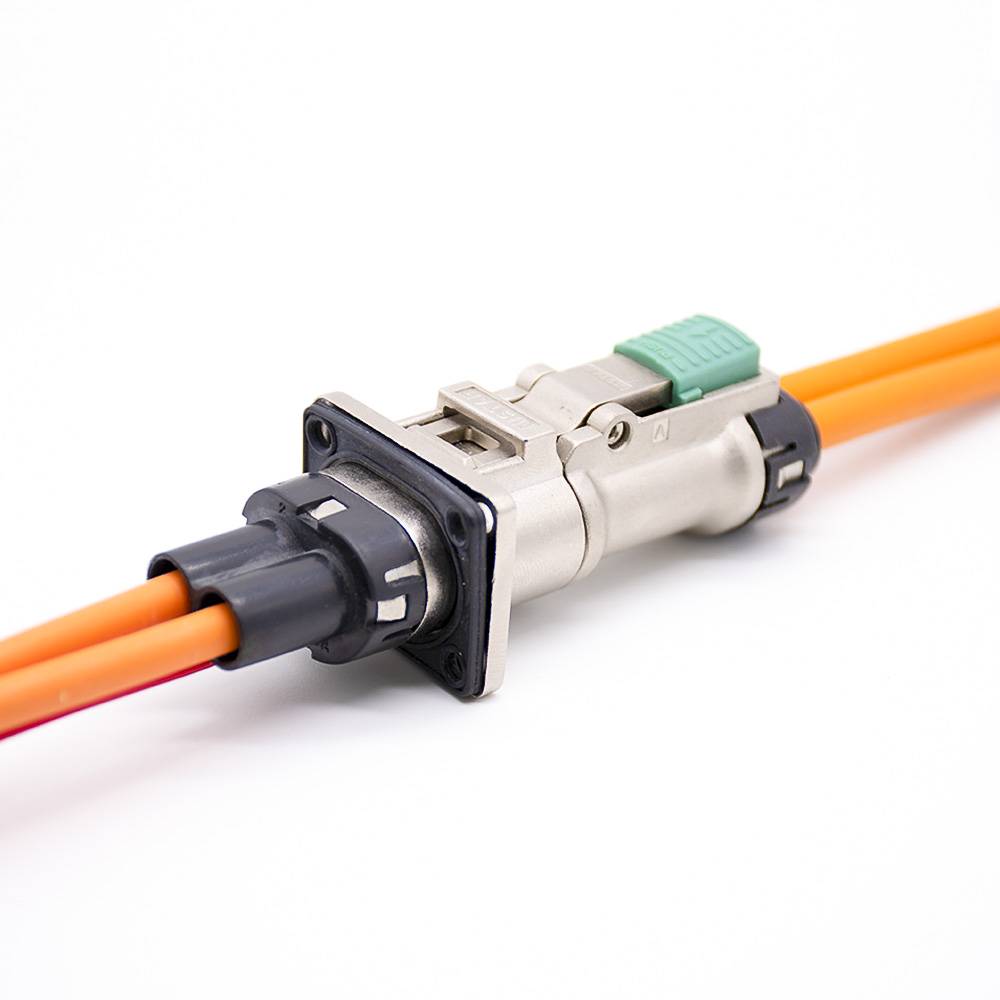 2芯35A高压互锁连接器直式插座+插头金属带屏蔽接6平方线
