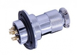GX25三眼圆形法兰防水连接器直式5芯航空插头插座