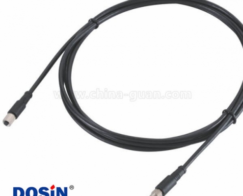M5注塑线材防水M5 4芯母头转4芯公头延展线1米26AWG