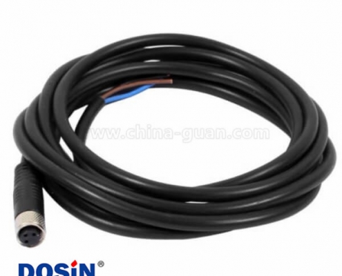 M8电缆插头3芯防水直式注塑母插头焊线24AWG1M