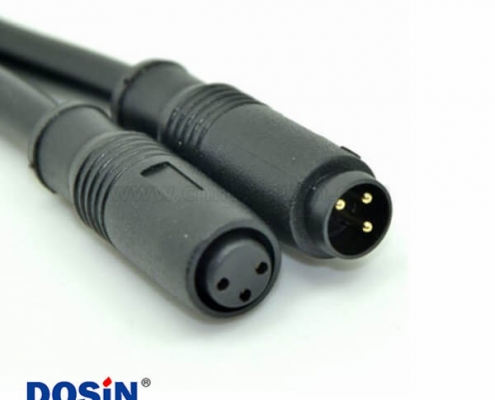 M8宝马头注塑成型防水直式塑料3芯公转母拓展线1米24AWG