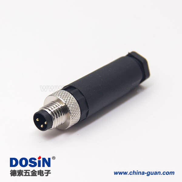 m8传感器接头锁接直式公头3pin焊线式
