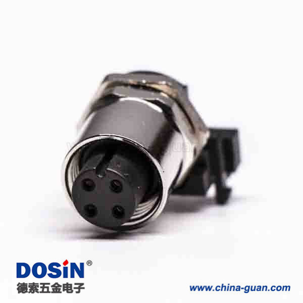 10pcs M12四芯接头A型板端弯头插板母座子防水传感器