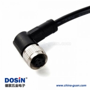 M12 注塑线 4pin A型母头不带屏蔽成型式带线1M AWG22预铸式PVC外被