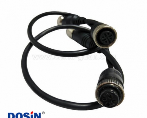 M12 4P防水接头母头转GX12 4PIN 直式A扣母头注塑线30CM AWG22