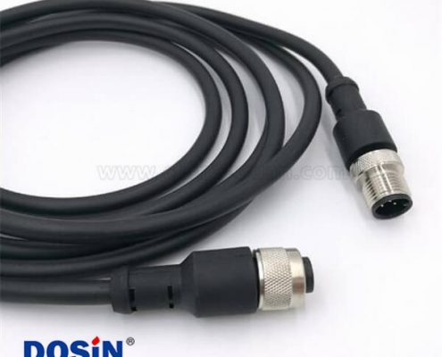 M12 4芯防水线航空双头连接器直式带线电缆2M AWG22不带屏蔽