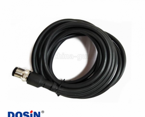 M12注塑线3芯公头单边电缆5M AWG22 IP67防水直式成型线不带屏蔽