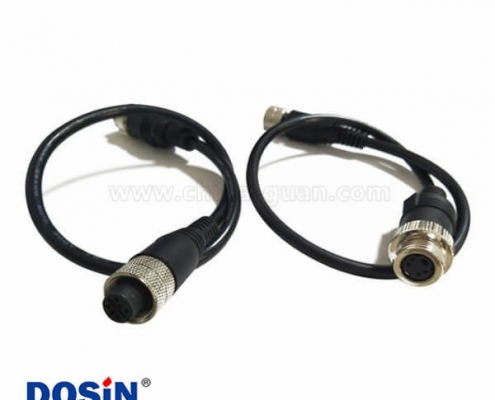 M12成型线4芯母头转MINI DIN 4芯母头直式A扣不带屏蔽注塑线30CM AWG22
