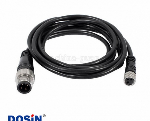 M12航空电缆A Code 4芯公头转M8 3芯母头双边注塑成型线2M AWG24不带屏蔽