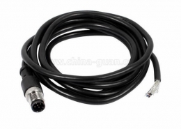 M12电缆直公头5针带线1.5M AWG22连接器通讯设备A扣不带屏蔽插头配件