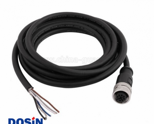 M12连接器5P A型 公头成型式带线1.5M AWG22插头防水A扣不带屏蔽