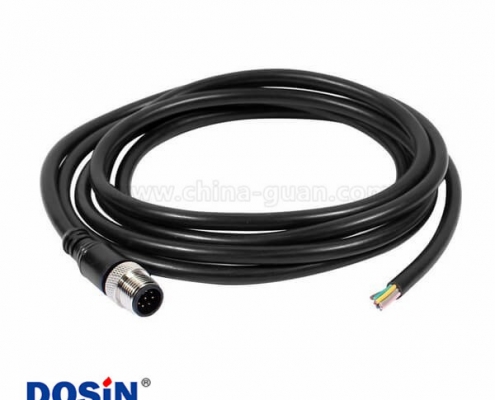 8芯M12接头A扣公头单边注塑成型线直式不带屏蔽2M AWG24