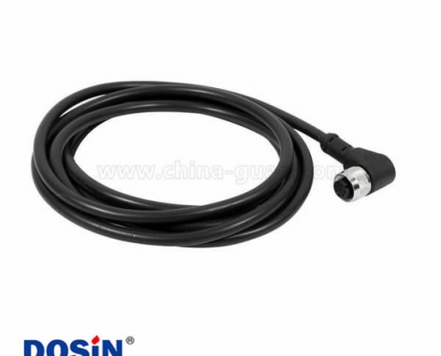 M12连接器8pin A型 母弯头不带屏蔽预铸式带线2M防水插头2M AWG22