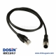 M12网线D Code 4芯公头转RJ45公头不带屏蔽注塑电缆1M AWG22