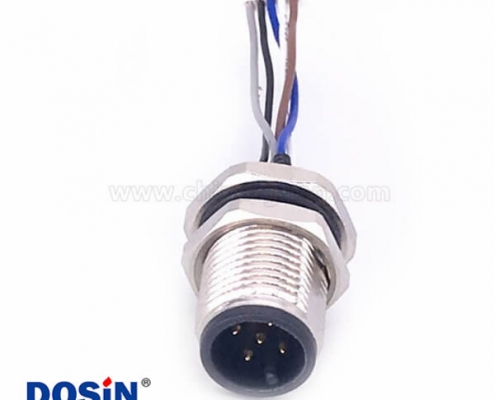 M12 5芯端子线A Code 公头前锁板座子转Molex 1.25mm端子线30CM AWG26带屏蔽