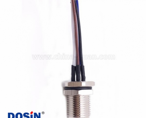 M12 5芯 A Code 公头前锁板焊线座子带线30CM AWG22带屏蔽
