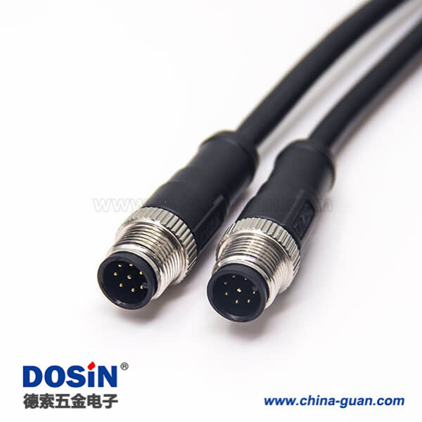 m12电缆插头单边直式8芯注塑线A型公头不带屏蔽1M AWG22 2条装