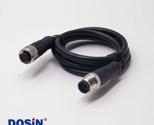 c型螺纹m12 5芯直式公对母插头不带屏蔽传感器电缆1M AWG22