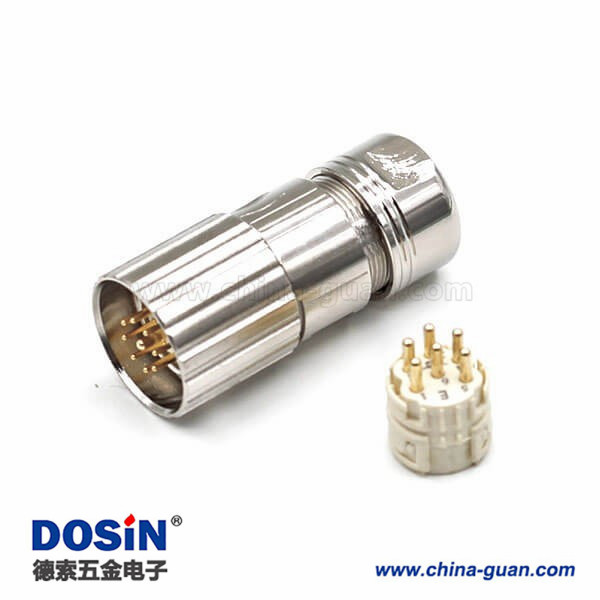 M23信号连接器9芯公插头压接插头20A 300V