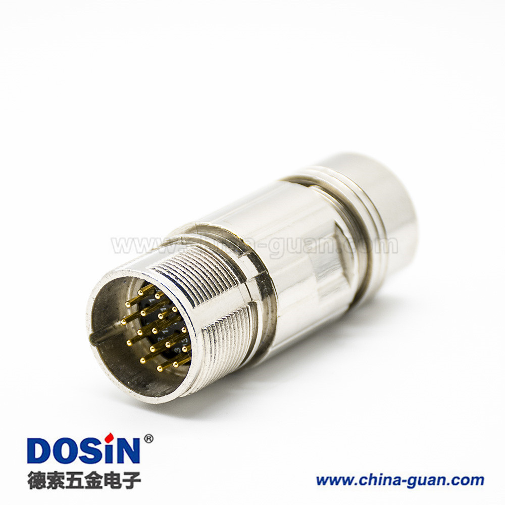 插头M23 17针公头直式焊线连接器