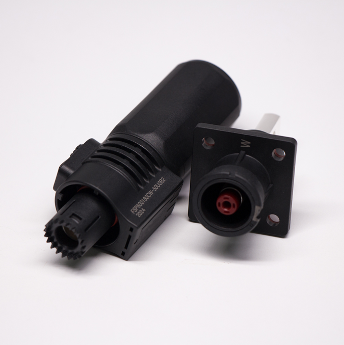 高压连接器12mm黑色直式插头插座300A大电流储能连接器
