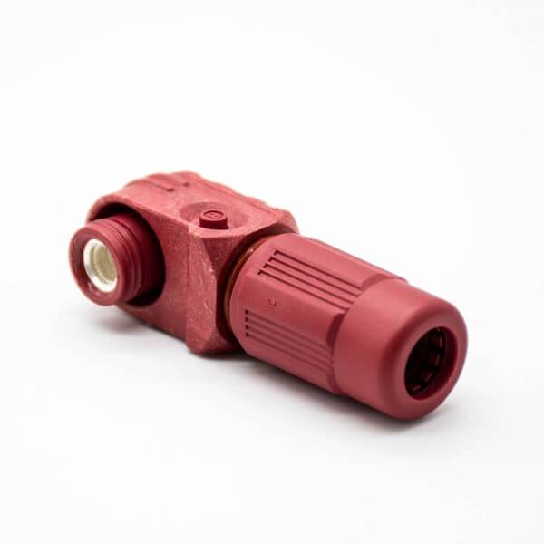 储能电池连接器8mm红色IP65弯式插头插座带孔铜牌120A