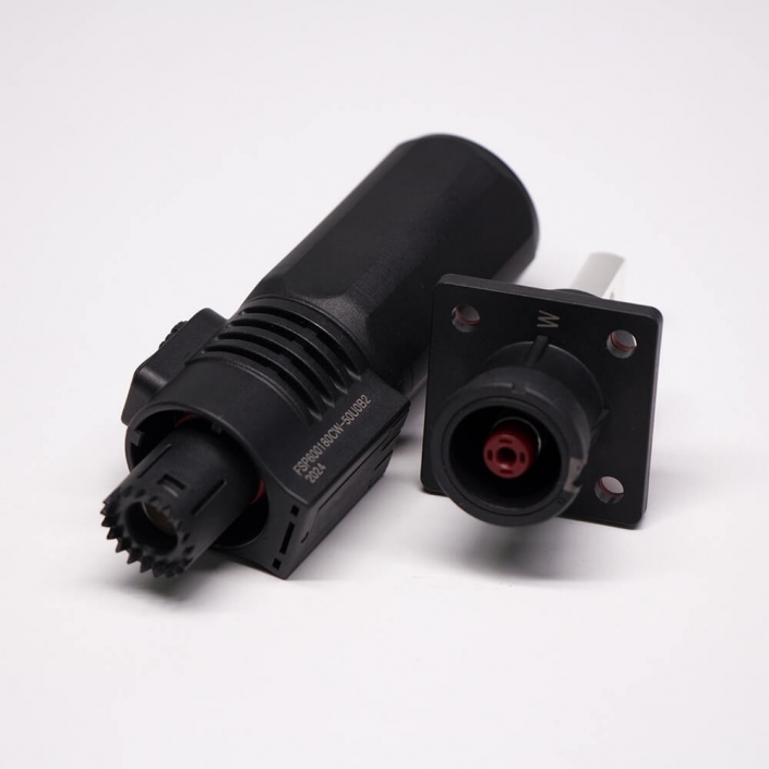 新能源电源储能连接器直式8mm黑色IP67防水125A大电流连接器