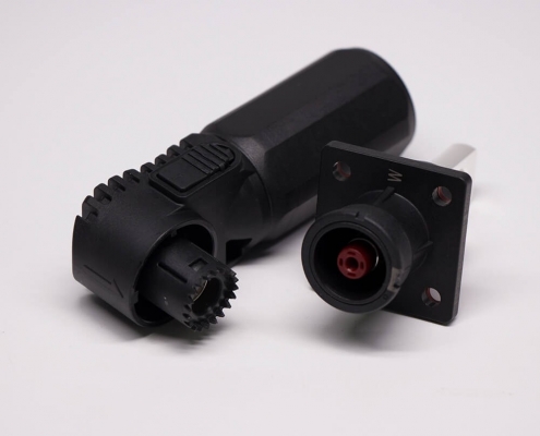 单芯大电流连接器弯式8mm黑色插头插座一套125A带孔铜牌连接