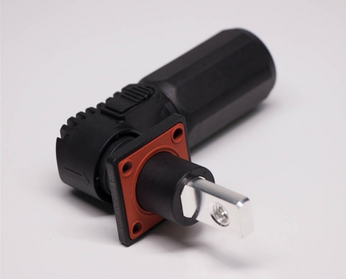 高压大电流连接器弯式8mm黑色插头插座一套对接款250A