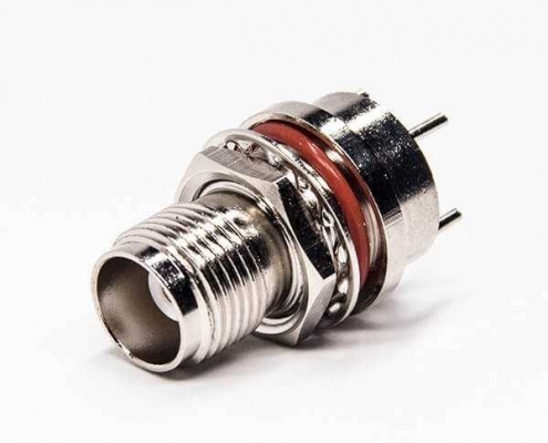 tnc连接器母头前锁穿墙直式180度插PCB板带防水圈 DOSIN-802-0051