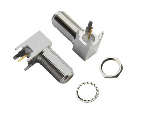 pcb板端F型连接器弯式穿墙式母头 DOSIN-803-0012