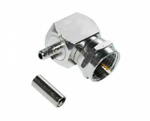 rf同轴连接器公头弯式压接接线RG179 F型连接器 DOSIN-803-0028