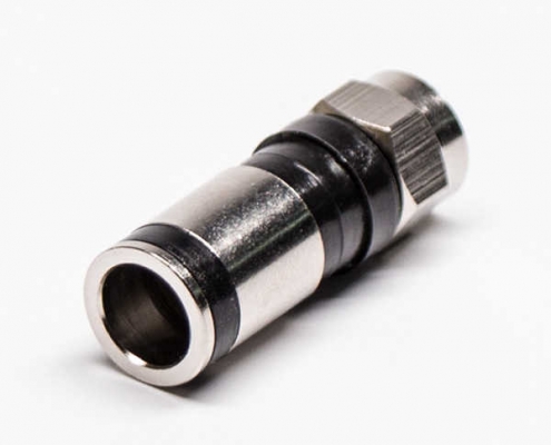 F头接头黑色公头直式同轴连接器压缩接RG6 DOSIN-803-0502