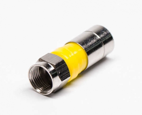 F头插头黄色公头直式同轴连接器压缩接RG6 DOSIN-803-0503