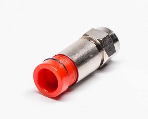 F型接头红色公头直式同轴连接器压缩接RG6 DOSIN-803-0504