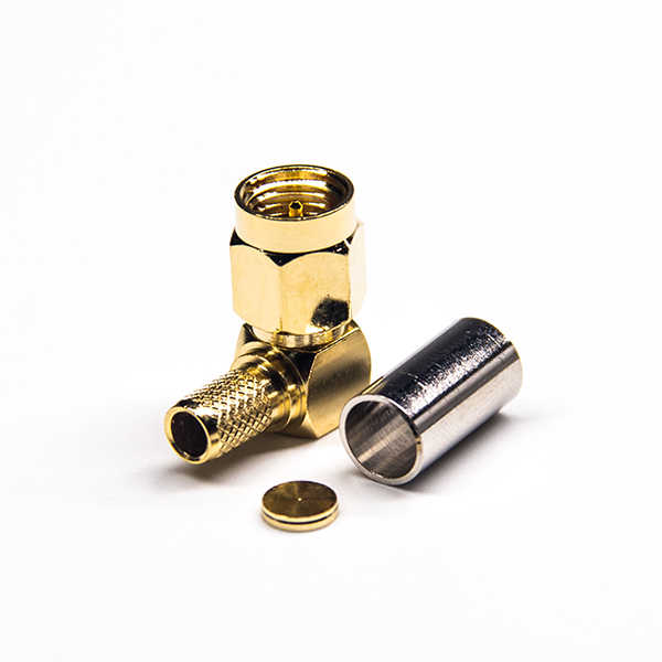 弯式公头连接器SMA带套管压接式表层镀金接RG58线DS806MCR102