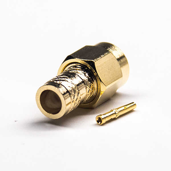 sma公头反极接头母头针50欧姆镀金压接接同轴线缆DS806MCS105
